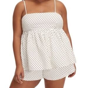 Kate Spade New York X Target Cream Black Mini Polka Dot Linen Baby Doll Tank Top